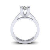 Gabriano Lorena 4 tırnaklı tektaş yüzük; GIA-HRD sertifikalı yuvarlak pırlanta ve beyaz altın montürün yandan görünüşü